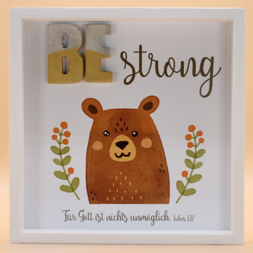 Cementini Wandbild  Be strong Bär - Kinderdeko mit Aufhänger