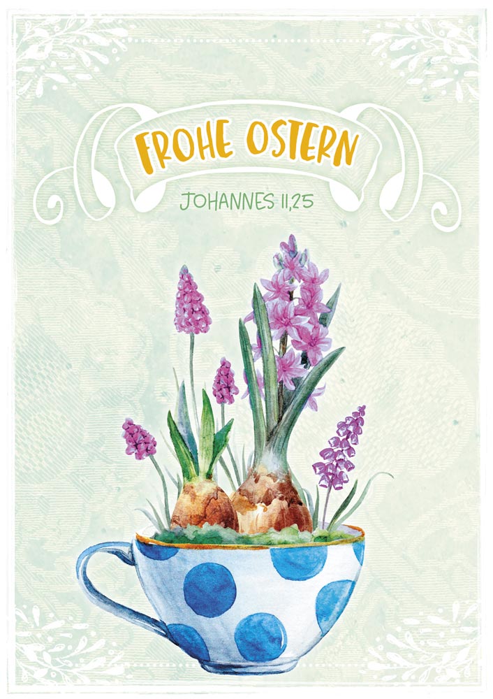 Doppelkarte Ostern/Bepflanzte Tasse
