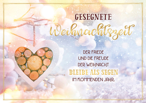 Doppelkarte Weihnachten Holzherz GF