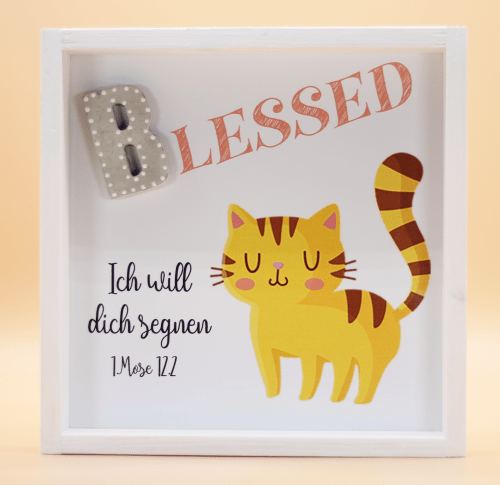 Cementini Wandbild  BLESSED Katze - Kinderdeko mit Aufhängung