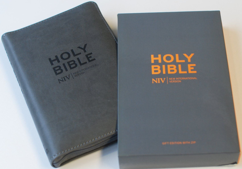 Englisch, Bibel New International Version, Kunstleder, grau, Reissverschluss - Pocket Charcoal...