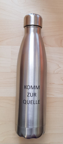 Trinkflasche isoliert, "Komm zur Quelle" - silber, 500 ml